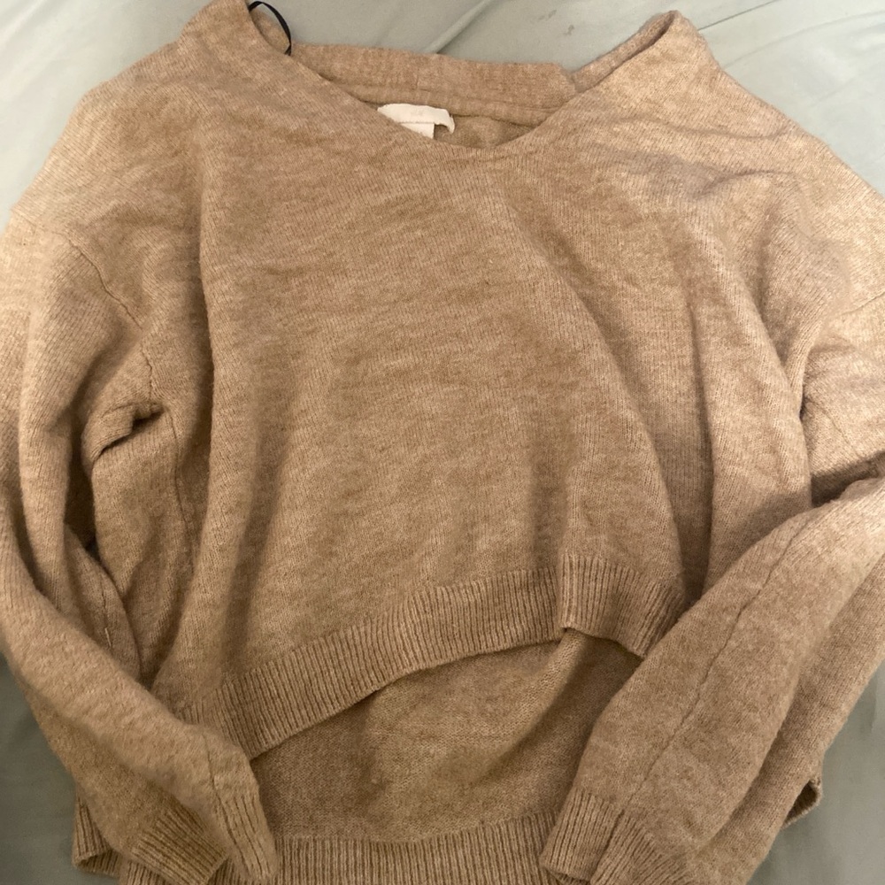 H&M Tan V-Neck Sweater Soft Knit Casual